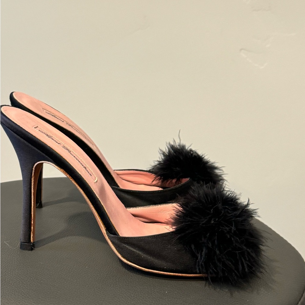 Agent Provocateur Mules with feather pompom